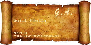 Geist Aletta névjegykártya